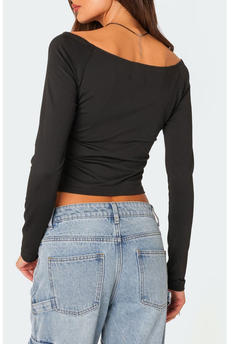 Tahlia Off the Shoulder Crop Top, Alternate, color, BLACK