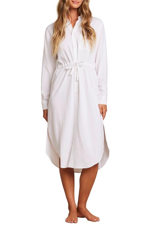 Shop Barefoot Dreams Malibu Collection® Long Sleeve Sleep Shirtdress In White