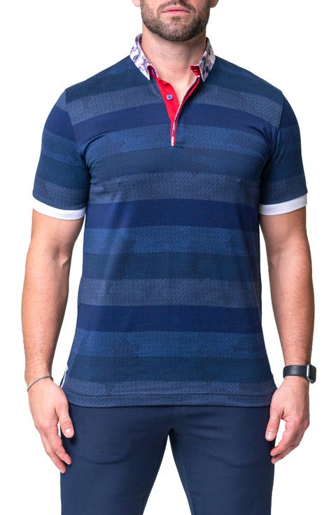 Mozartpolk Blue Stripe Cotton Polo