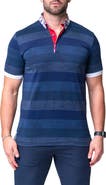 Maceoo Mozartpolk Blue Stripe Cotton Polo