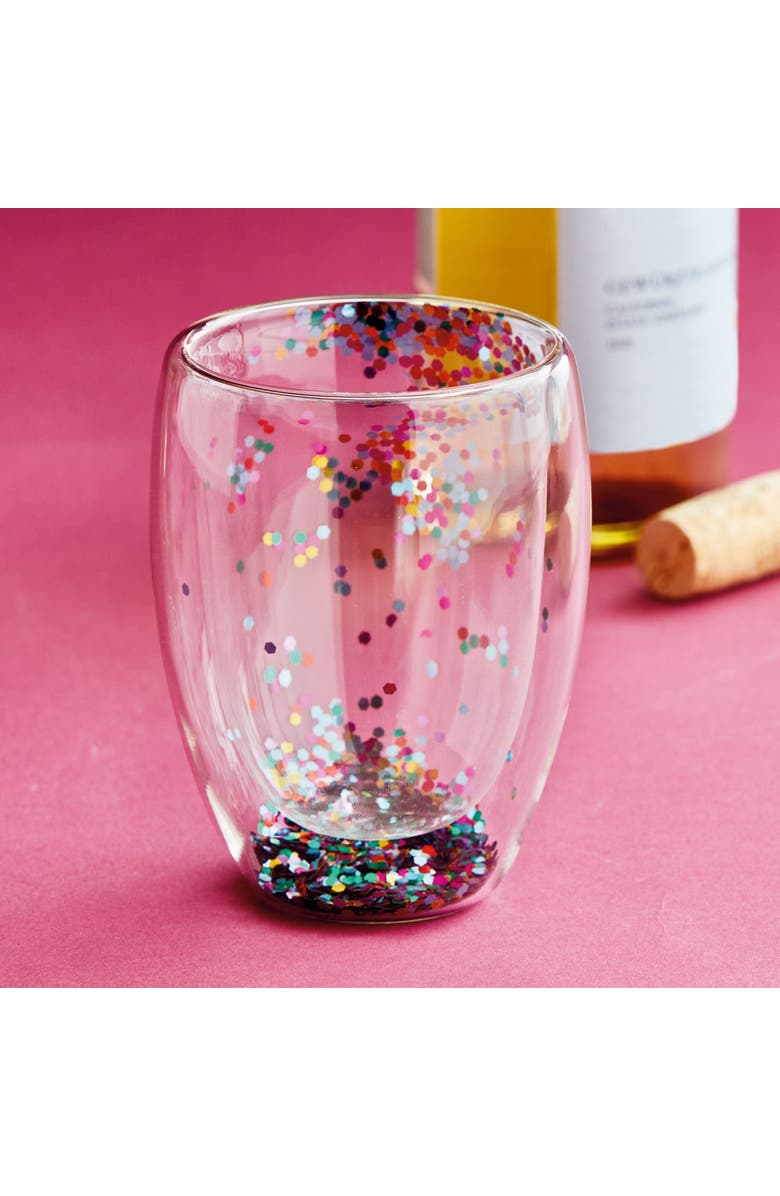 tag Confetti Double Wall Stemless Wine Glasses Clear Drinkware, Alternate, color, Clear