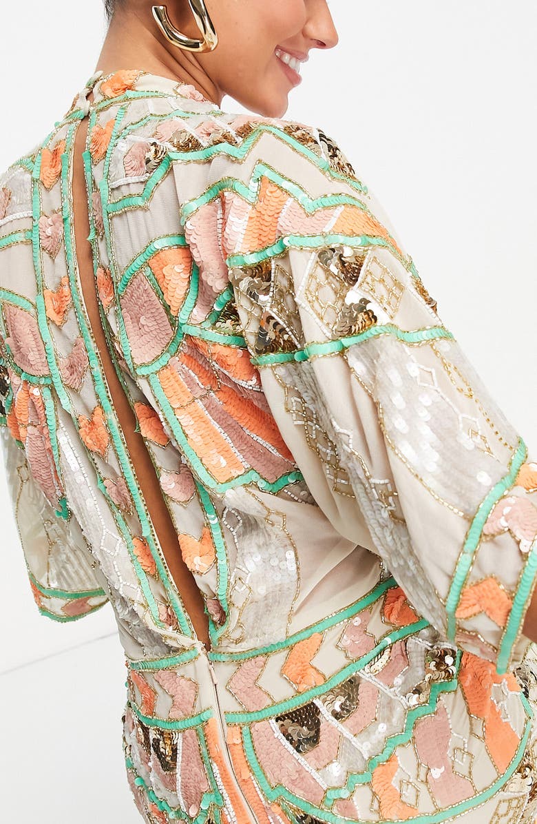 ASOS DESIGN Sequin Relaxed Sleeve Dress, Alternate, color, 