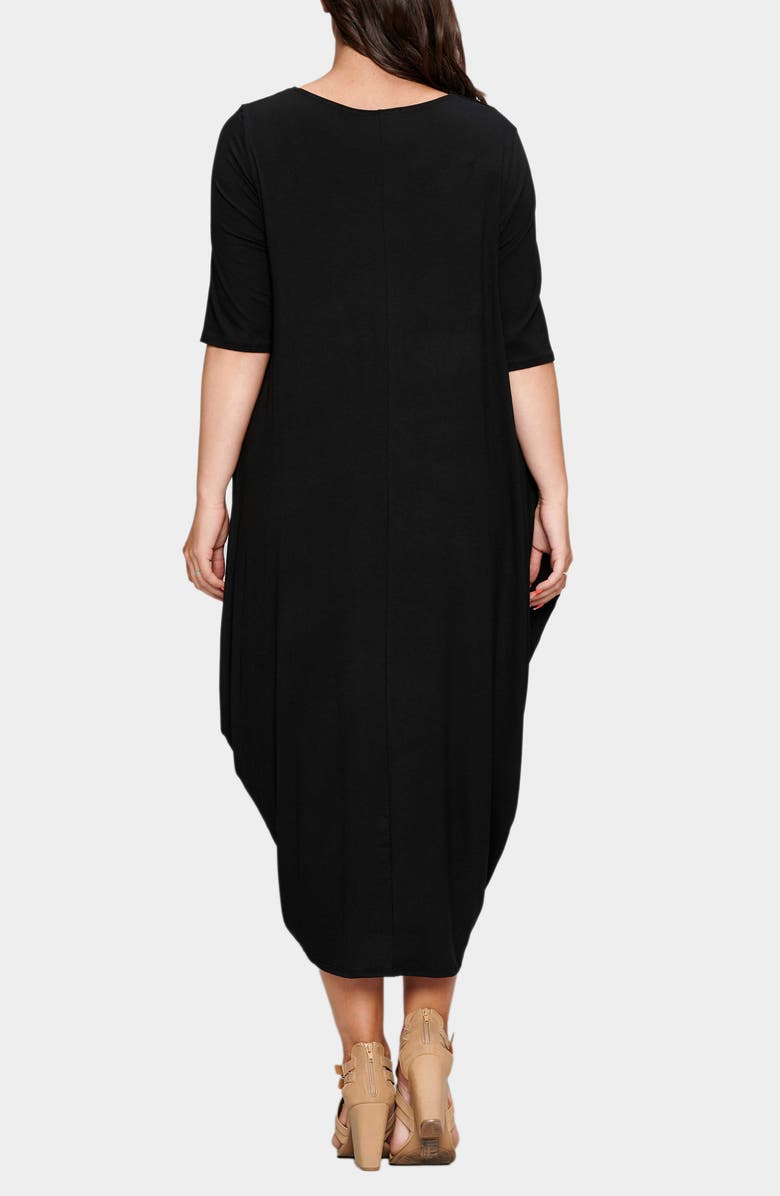 L I V D Evelyn Bubble Hem Jersey Midi Dress, Alternate, color, Black