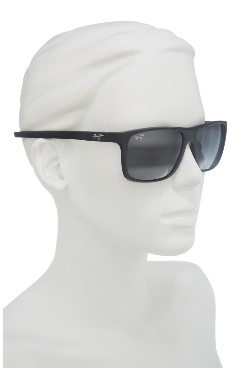 Lehopulu 58mm PolarizedPlus2 Rectangular Sunglasses, Alternate, color, BLACK