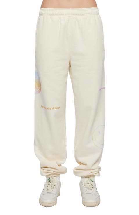 | Smiley Radiate Happiness Sweatpants , Ivory , X-Large , 5