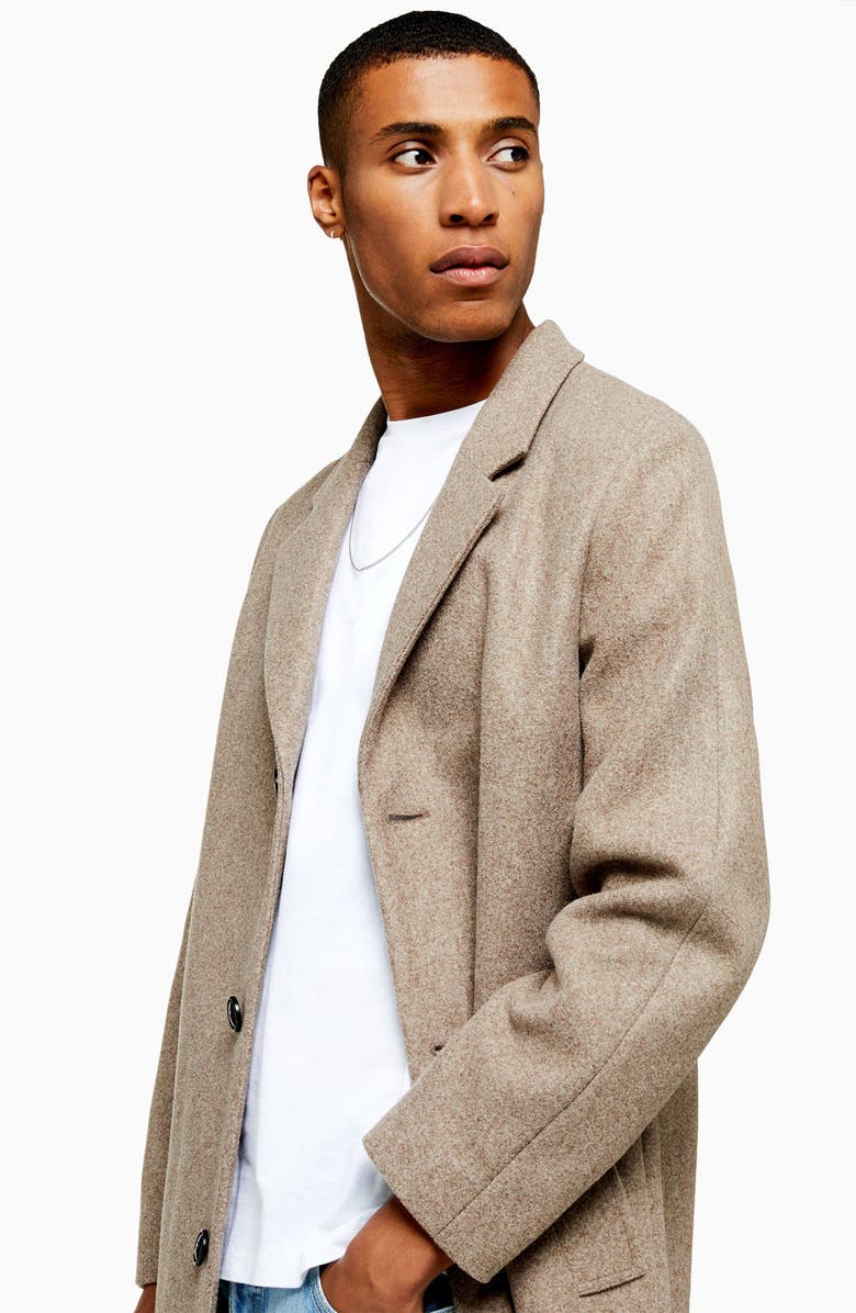 Topman Single Breasted Classic Fit Coat, Alternate, color, 