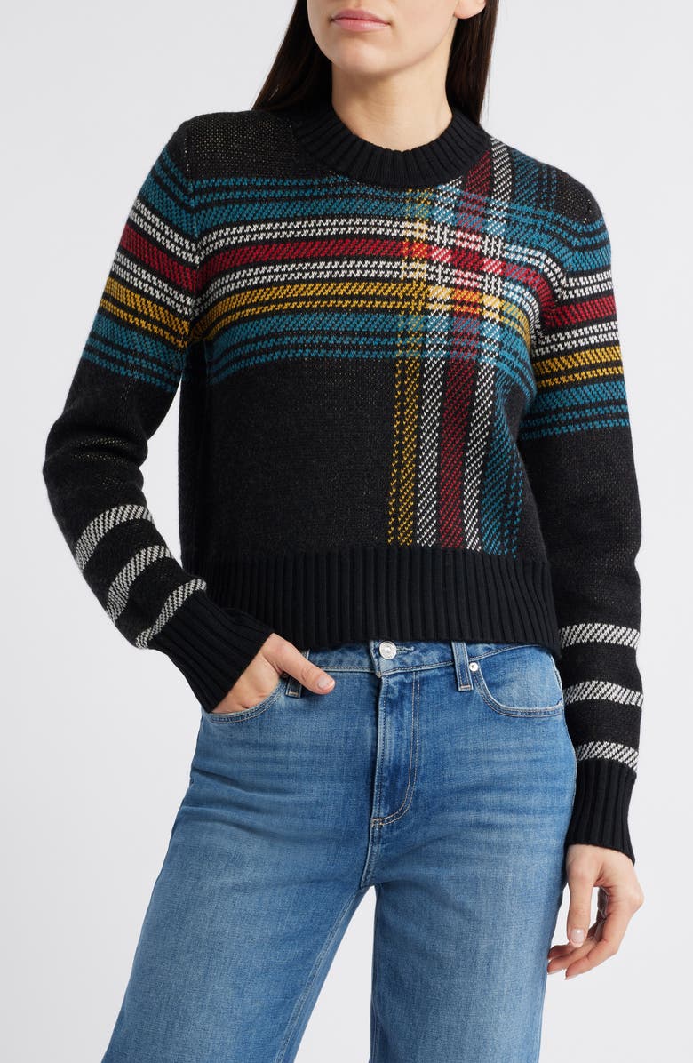 Pendleton Plaid Jacquard Merino Wool Crewneck Sweater, Main, color, 