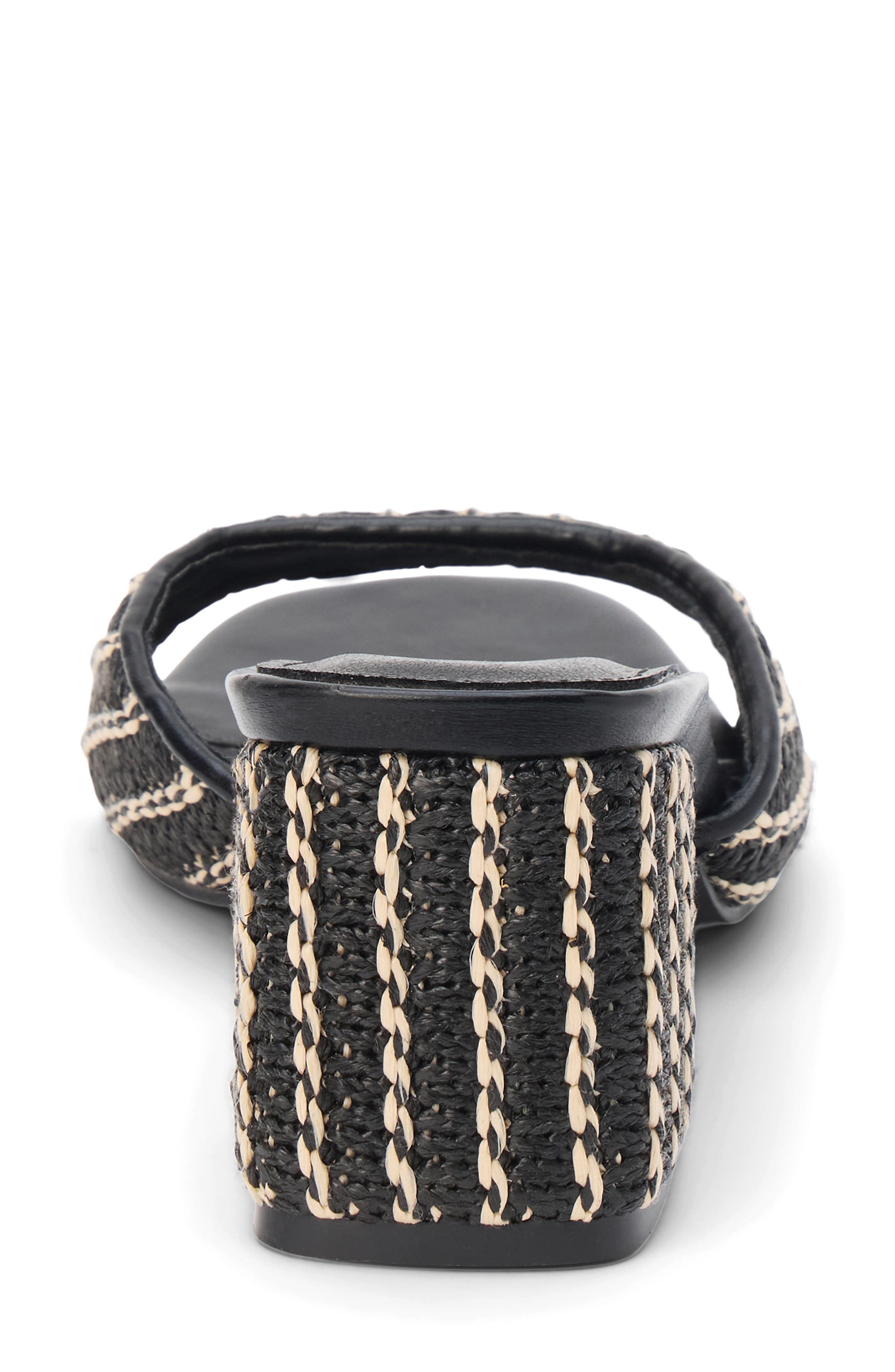 Coconuts by Matisse Birdie Block Heel Sandal, Alternate, color, Black Multi Raffia