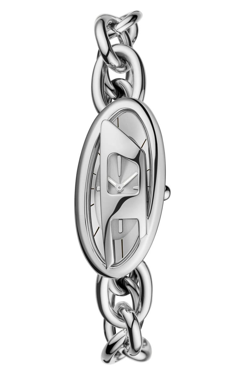 DIESEL<sup>®</sup> D-Era Oval Bracelet Watch, 39mm x 19mm, Main, color, Silver