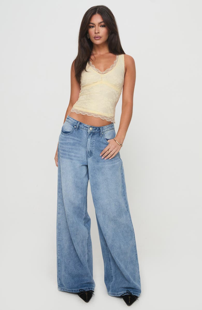 Princess Polly Far Away Lace Overlay Crop Tank, Alternate, color, Yellow