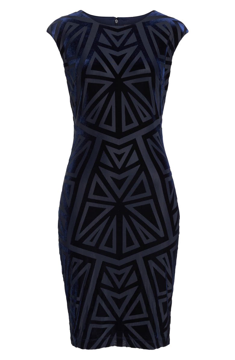 Vince Camuto Velvet Jacquard Sheath Dress, Alternate, color,
