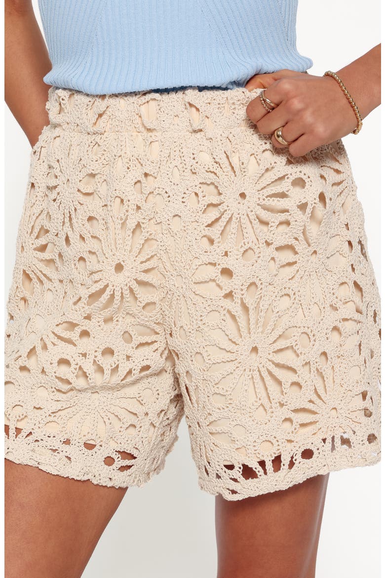 Rowley High Waist Crochet Shorts, Alternate, color, NATURAL