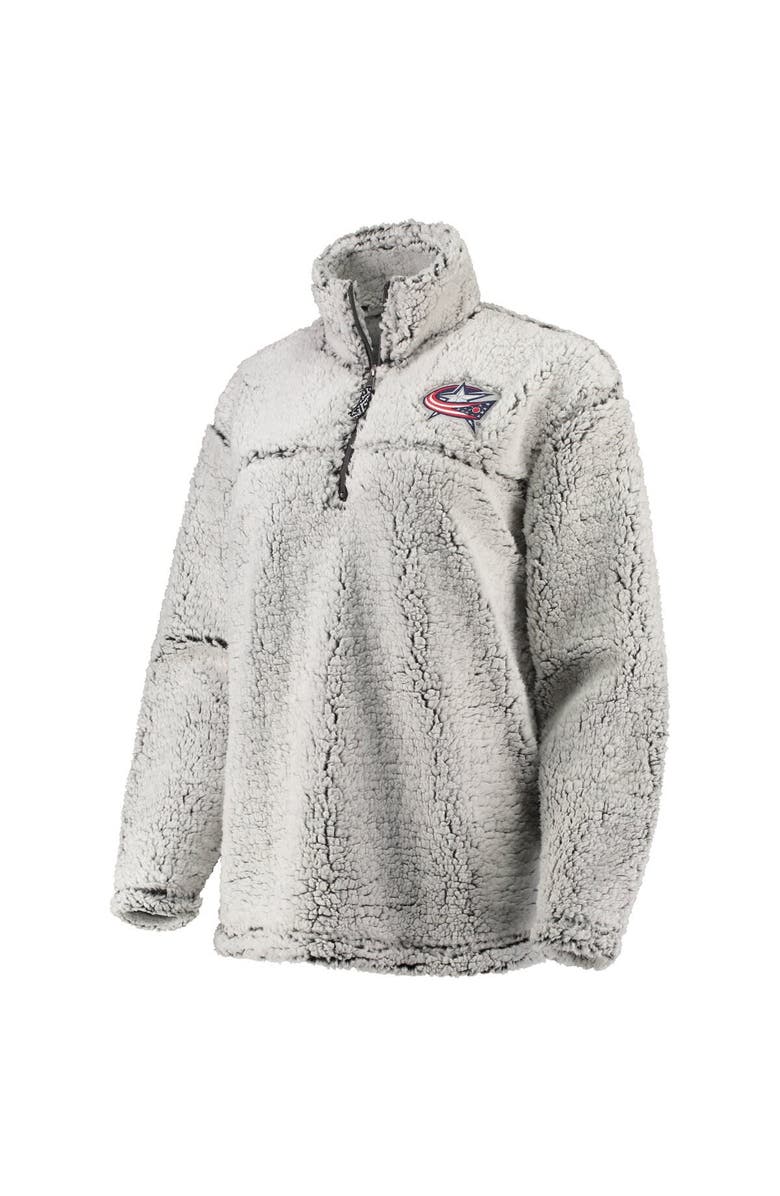 G-III 4HER BY CARL BANKS Women's G-III 4Her by Carl Banks Gray Columbus Blue Jackets Sherpa Quarter-Zip Pullover Jacket, Alternate, color,