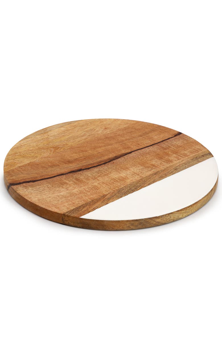 Gibson Home 12 Inch Duo Tone Round Wood Serving Board, Alternate, color, White
