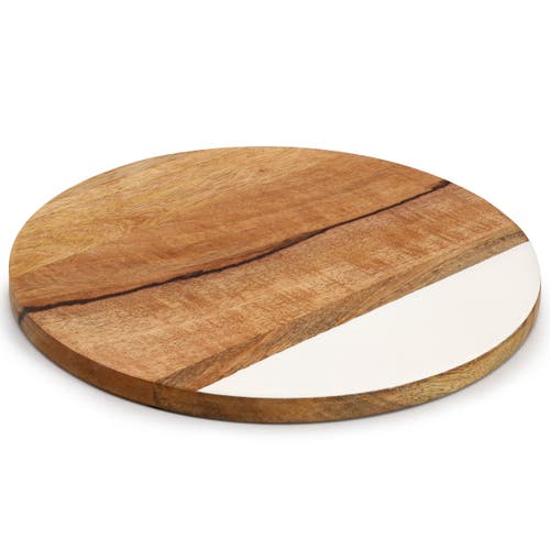 Gibson Home 12 Inch Duo Tone Round Wood Serving Board In Brown