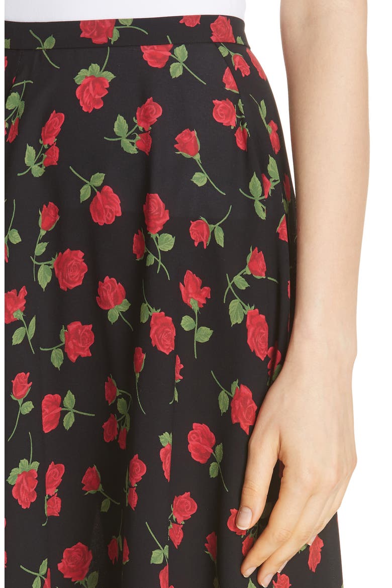 Rose Print Silk Georgette Dance Skirt, Alternate, color, CRIMSON
