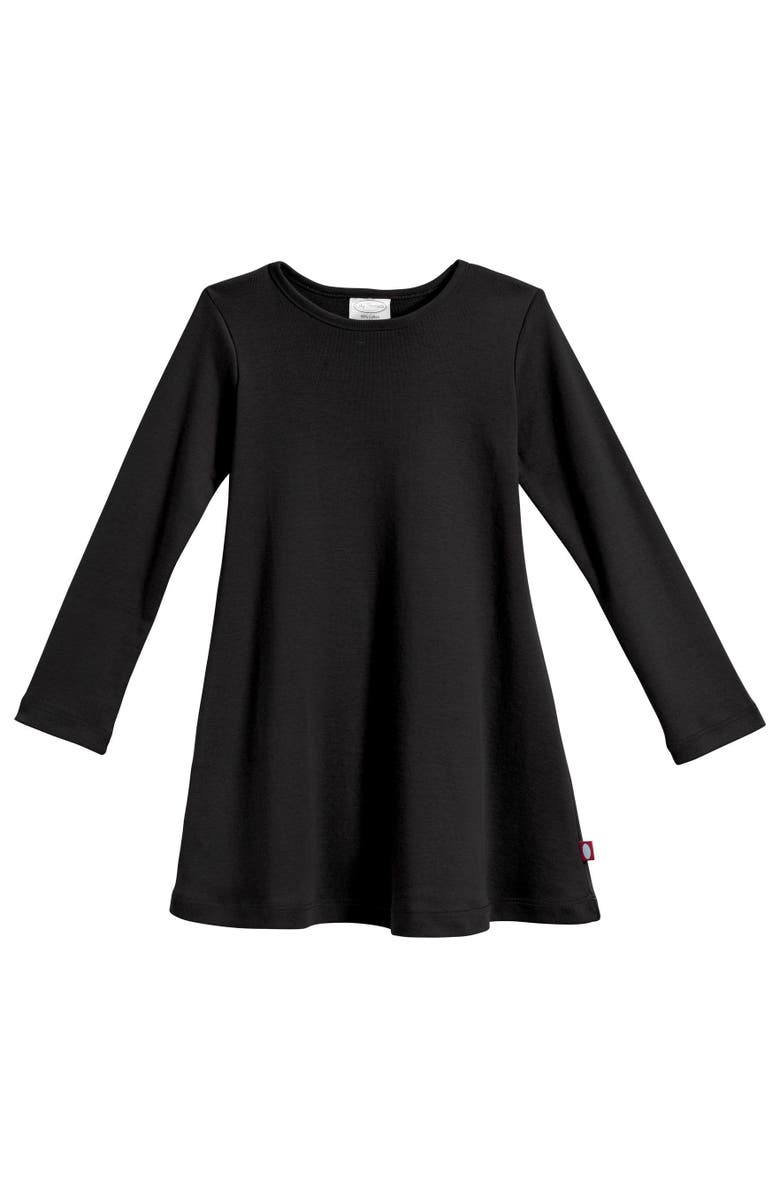 CITY THREADS Girl's Soft 100% Cotton Baby Rib Long Sleeve Dress, Alternate, color, Black