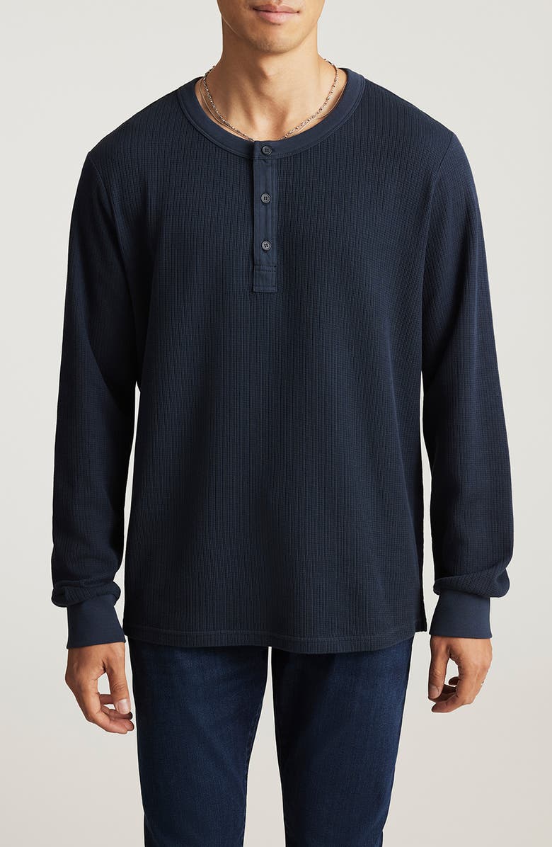 Mavi Jeans Regular Fit Waffle Knit Cotton Henley, Main, color, Total Eclipse