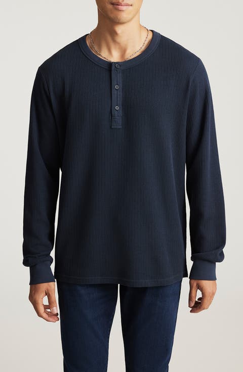 Regular Fit Waffle Knit Cotton Henley