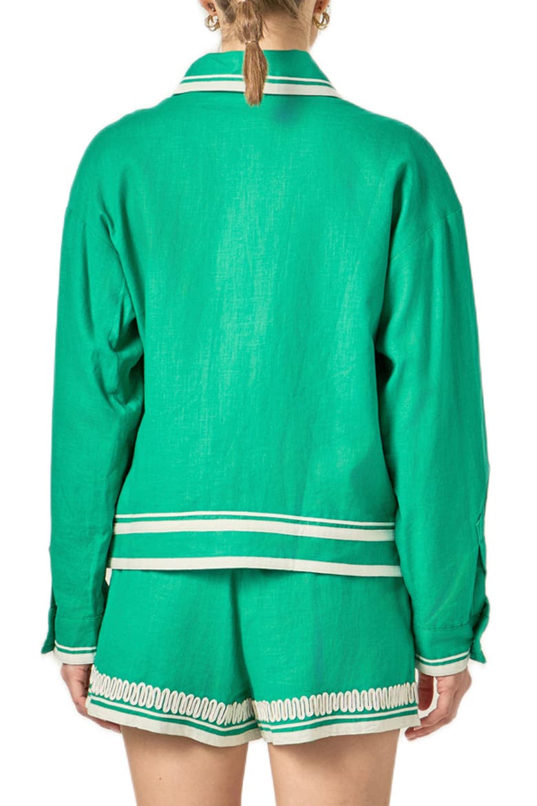 Embroidered Linen & Cotton Jacket, Alternate, color, KELLY GREEN