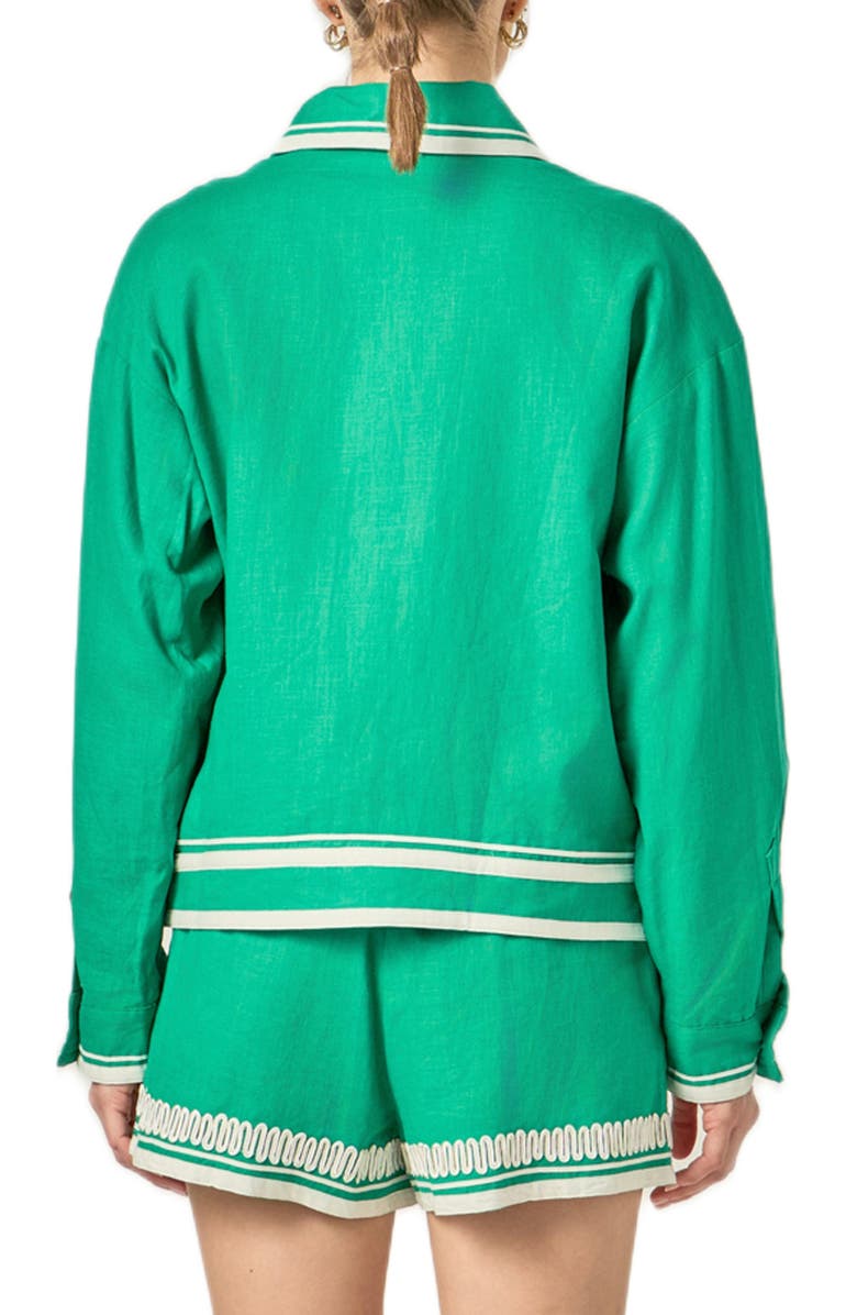 English Factory Embroidered Linen & Cotton Jacket, Alternate, color, Kelly Green