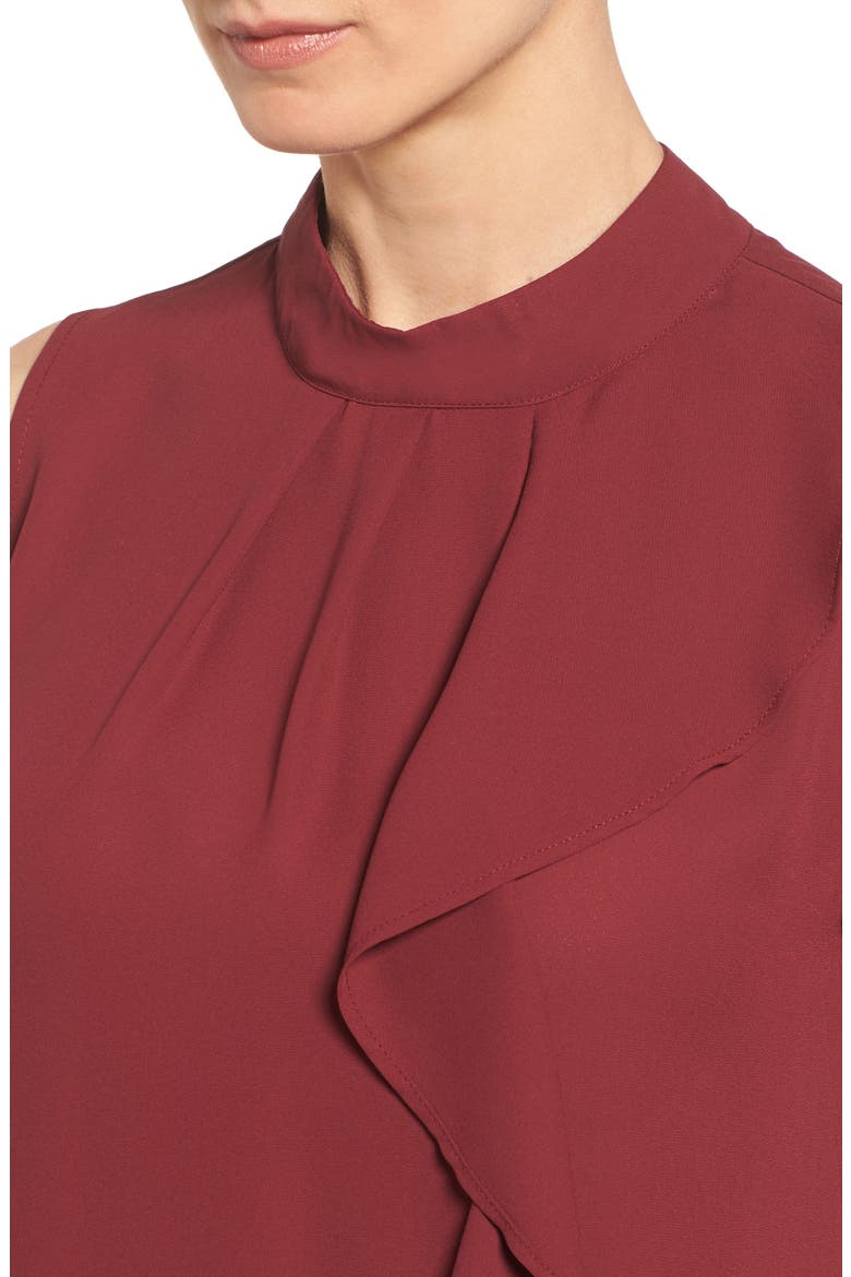Sleeveless Ruffle Front Blouse, Alternate, color, NEW MERLOT