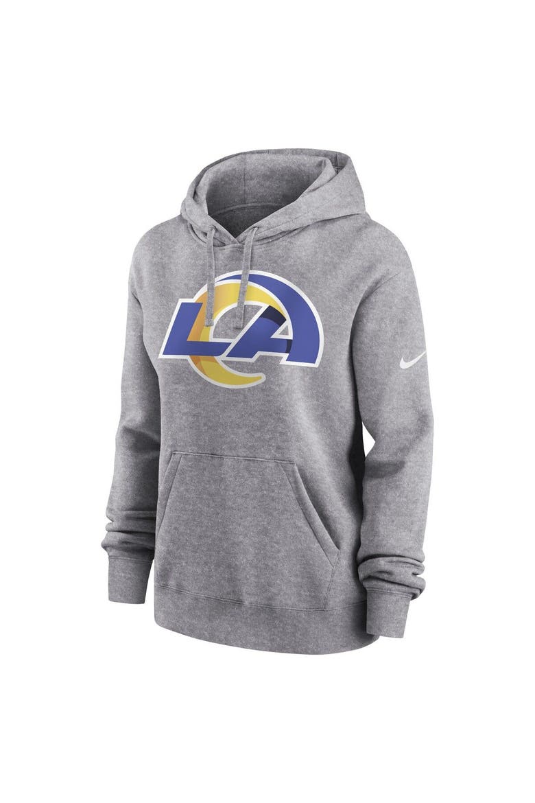 Women's Nike Heather Gray Los Angeles Rams Team Logo Club Fleece Pullover Hoodie, Alternate, color, Heather Gray