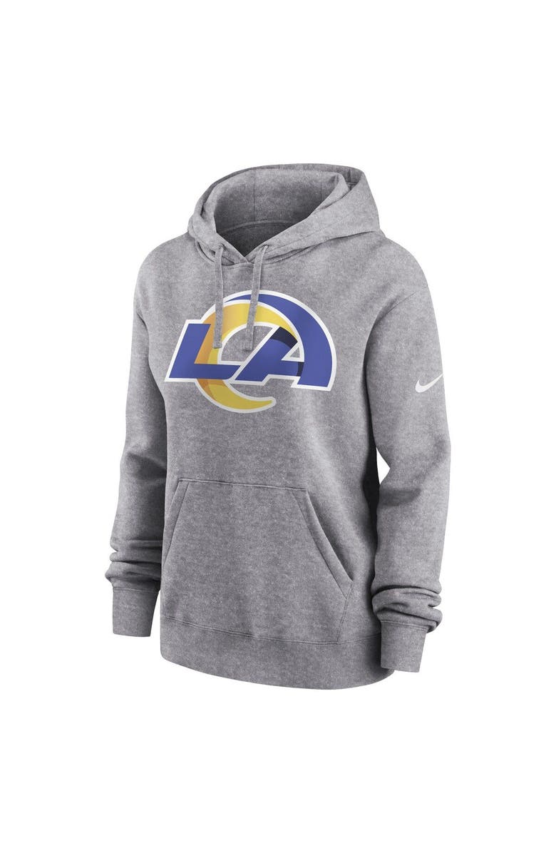 Nike Women's Nike Heather Gray Los Angeles Rams Team Logo Club Fleece Pullover Hoodie, Alternate, color, Heather Gray