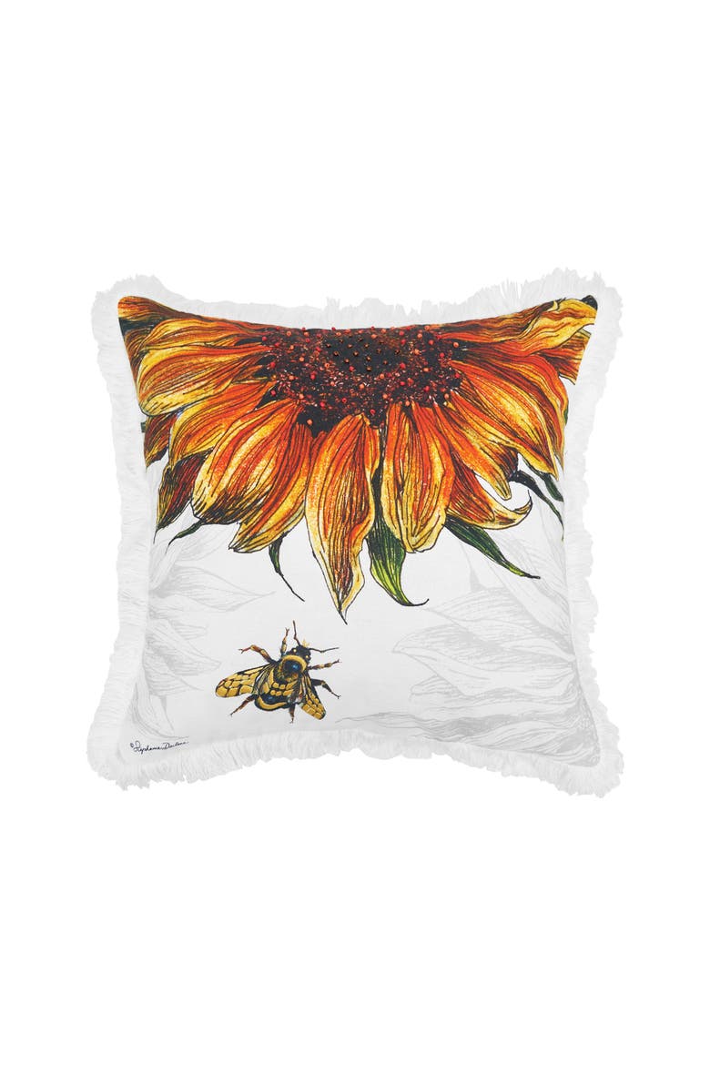 Botanical Bee & Sunflower Accent Throw Pillow 18" x 18", Main, color, Yellow