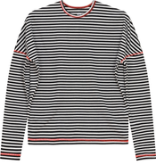 Riff Striped Contrast Stitch Drop Shoulder Long Sleeve Top