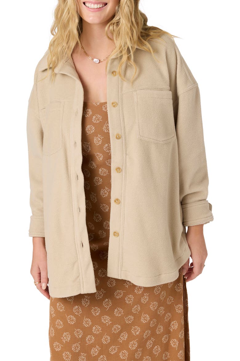 Rune Fleece Shirt Jacket, Main, color, CEMENT