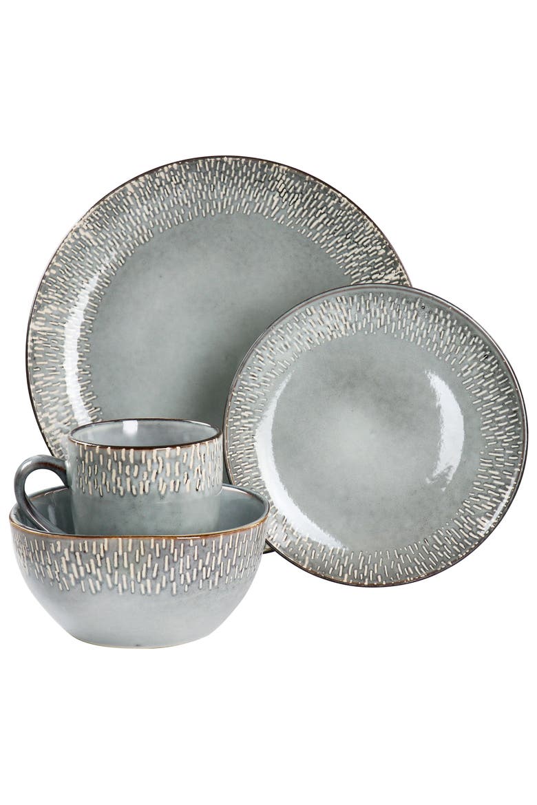 16 Piece Reactive Glaze Stoneware Dinnerware Set, Alternate, color, Grey