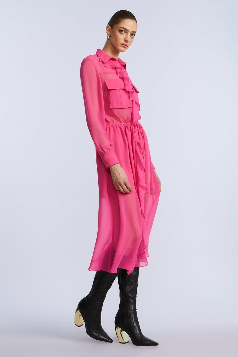 Solid Ruffle Dress, Alternate, color, Fuchsia Purple
