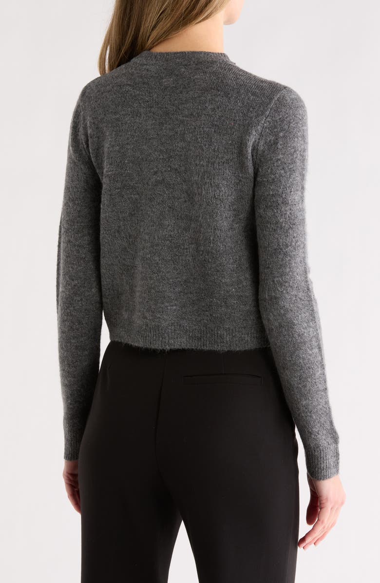 Blu Pepper Ribbon Button Crop Cardigan, Alternate, color, Charcoal