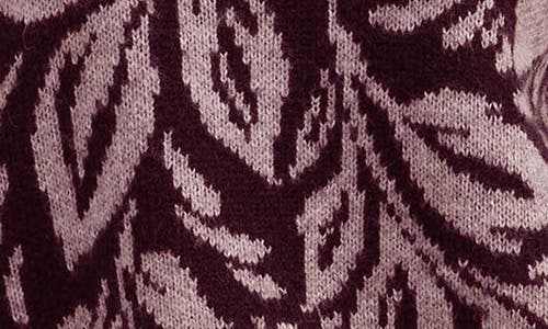 Ellen Tracy Floral Jacquard Sweater In Wine Tasting