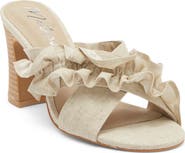 Matisse Ruffle Strap Block Heel Mule Sandal