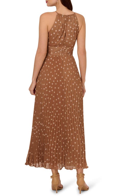 Adrianna Papell Floral Pleat Chiffon Maxi Dress In Mink/ivory