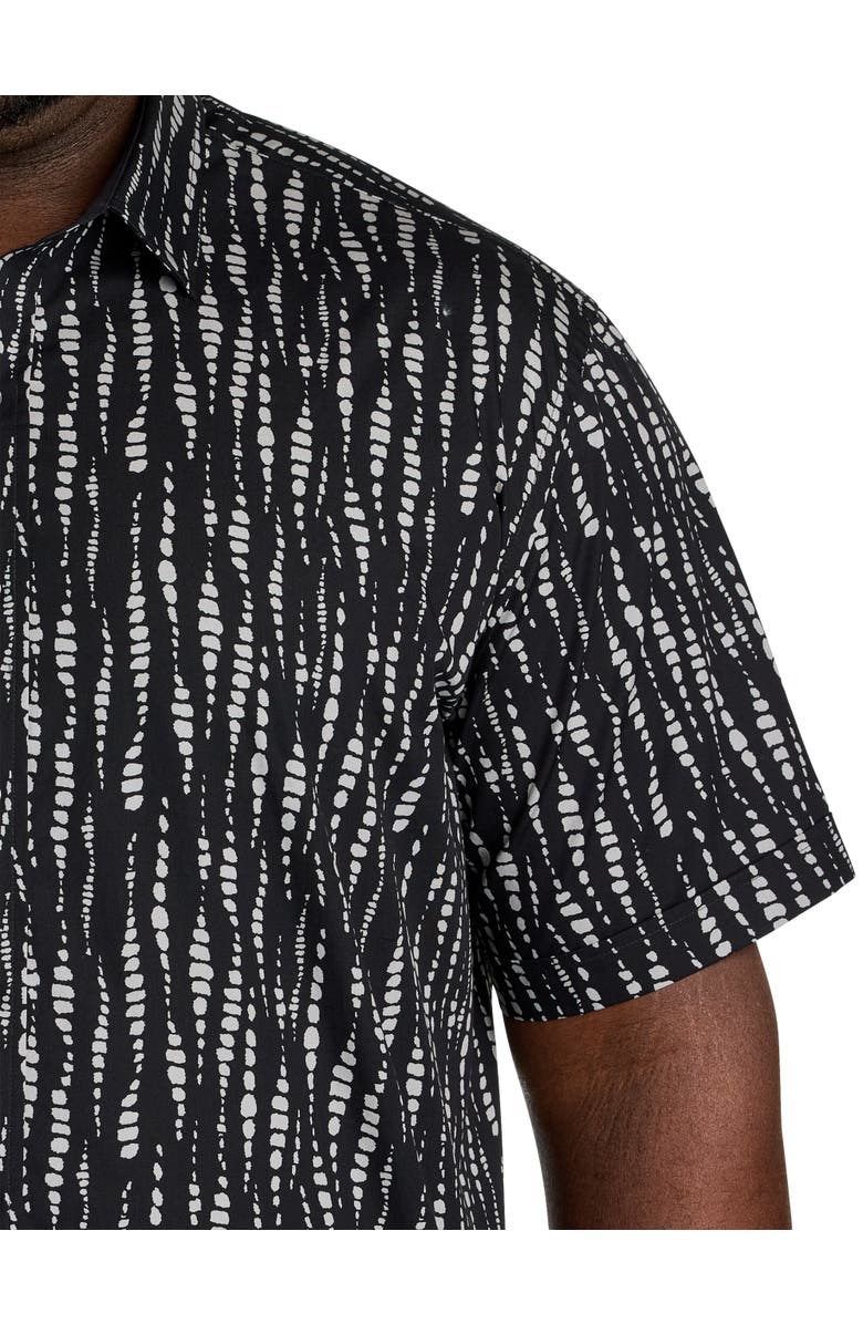 Synrgy by DXL Big & Tall Dotted Wave Print Sport Shirt, Alternate, color, Black