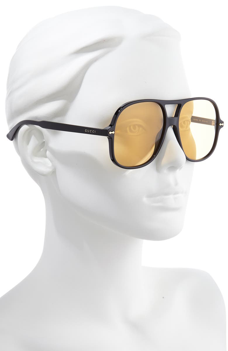 Gucci 58mm Tinted Aviator Sunglasses, Alternate, color,