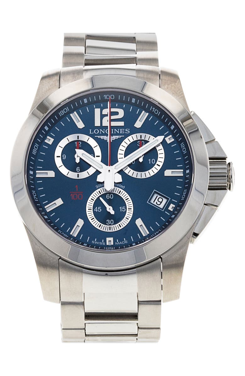 Watchfinder & Co. Longines Preowned 2018 Conquest Bracelet Watch, 41mm, Main, color,