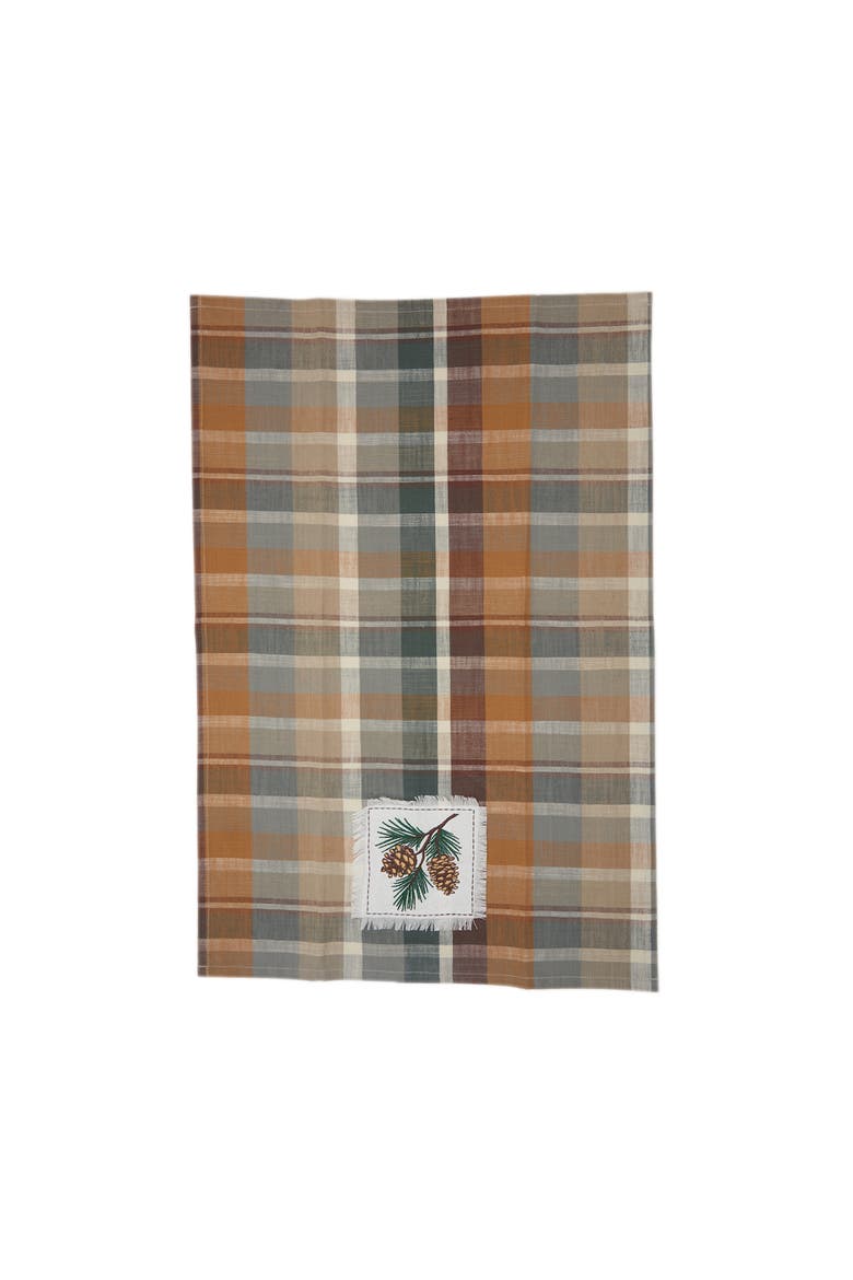 Aspen Plaid Pinecone Dishtowel, Alternate, color, White