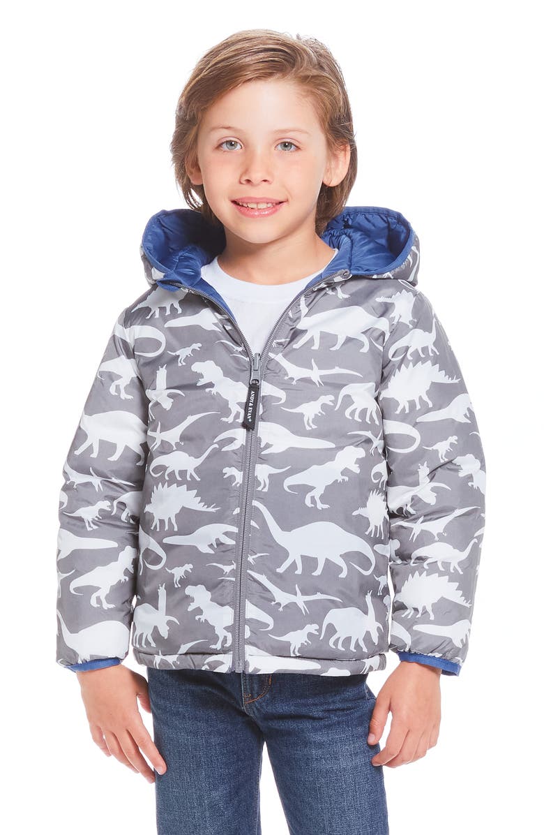 Andy & Evan Kids' Reversible Hooded Puffer Jacket, Alternate, color,