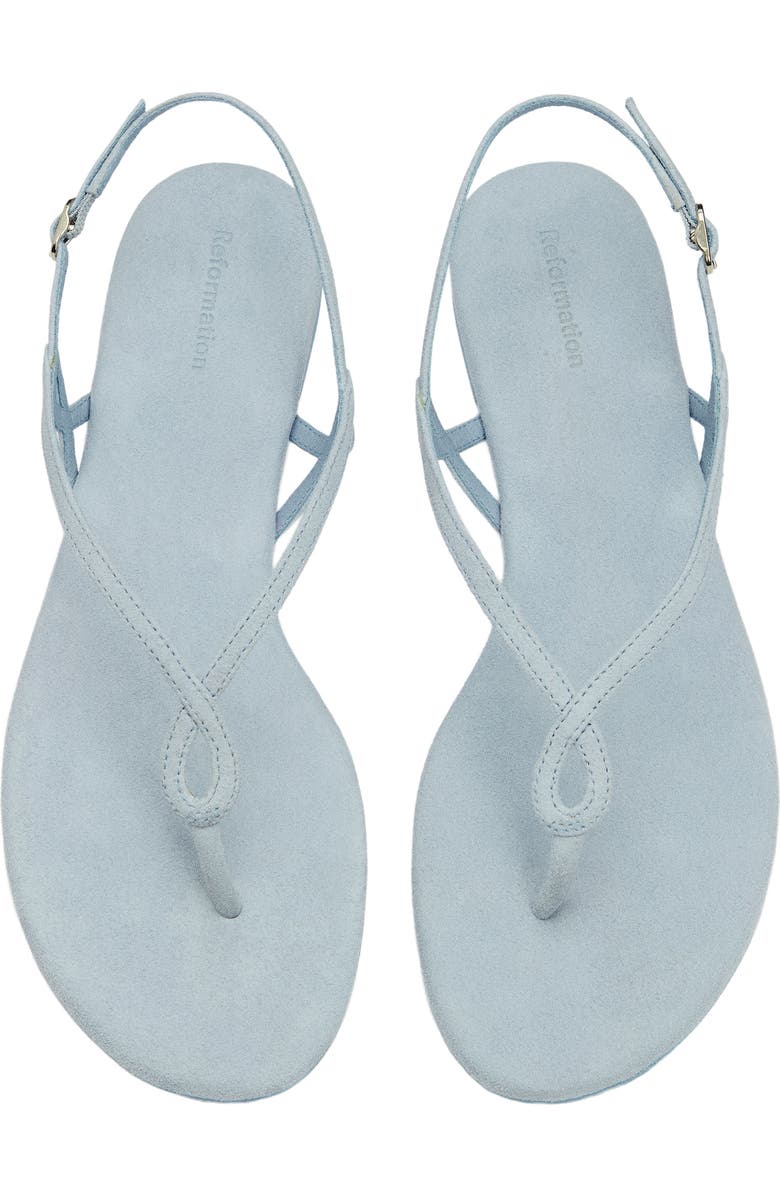 Reformation Luna Flat Sandal, Alternate, color, Mist Suede