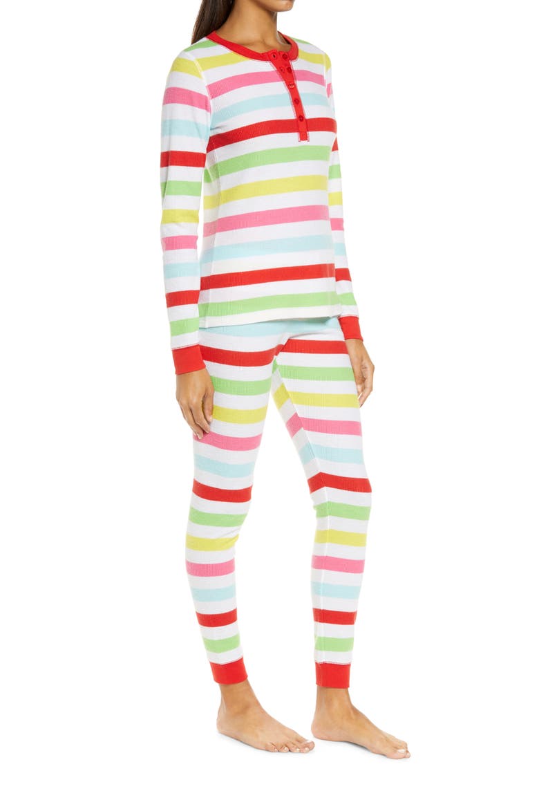 Fam Jam Two-Piece Thermal Pajamas, Alternate, color, RED CHINOISE MULTI STRIPE