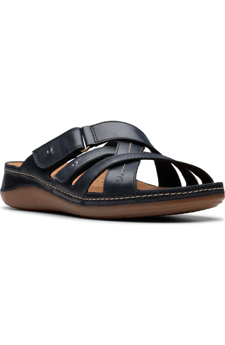 Clarks<sup>®</sup> Cecily Slide Sandal, Main, color, Black Leather