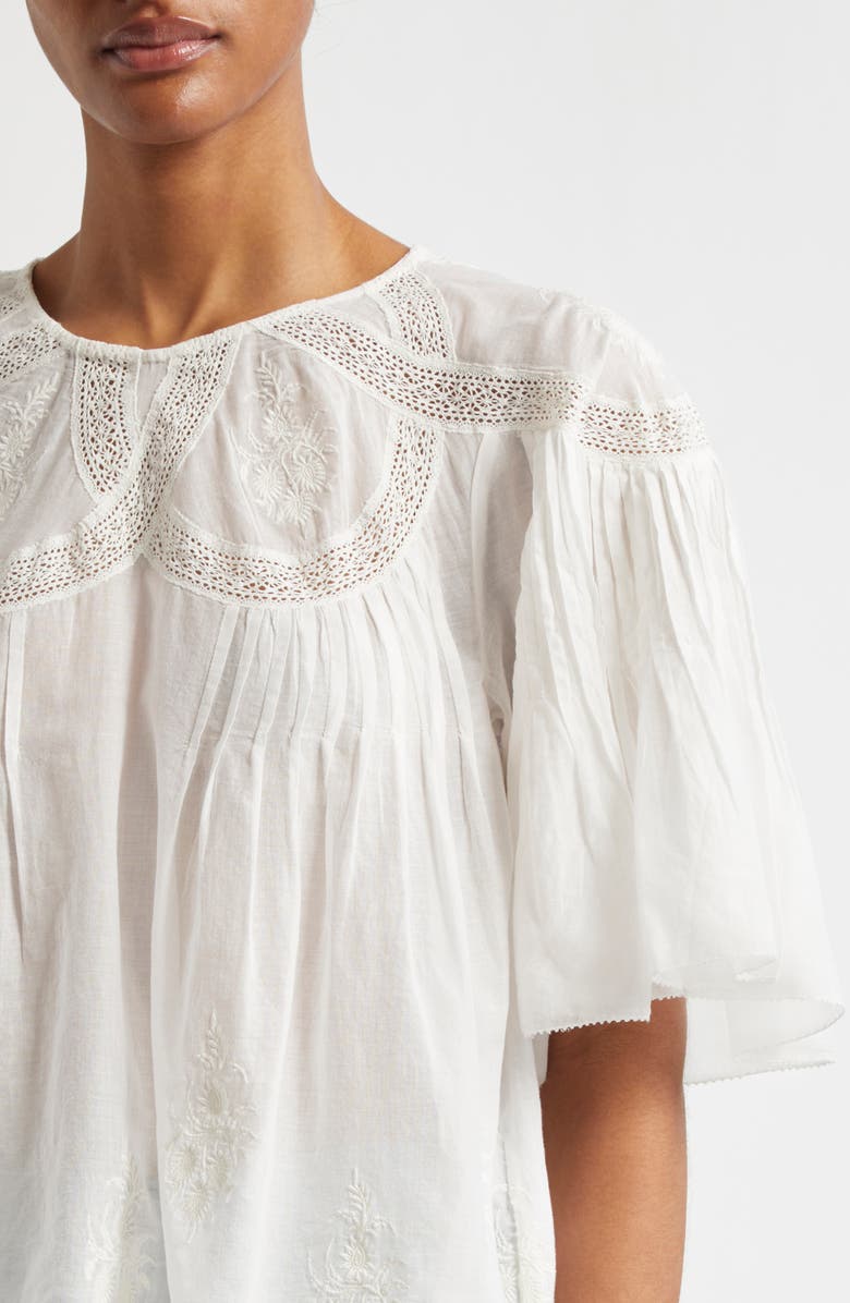 FARM Rio Embroidered Short Sleeve Top, Alternate, color, Off-White