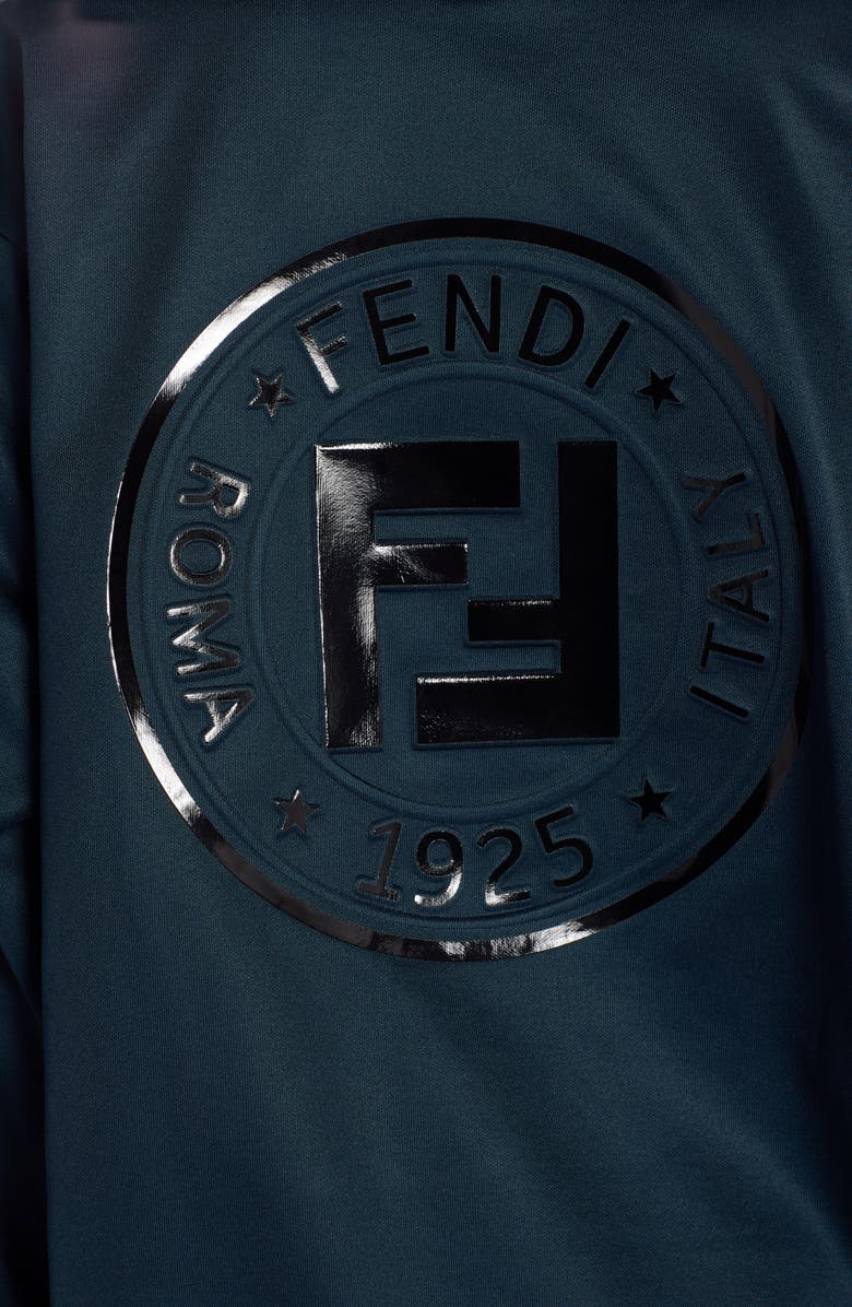 Fendi FF Logo Hooded Jersey Jacket, Alternate, color, 