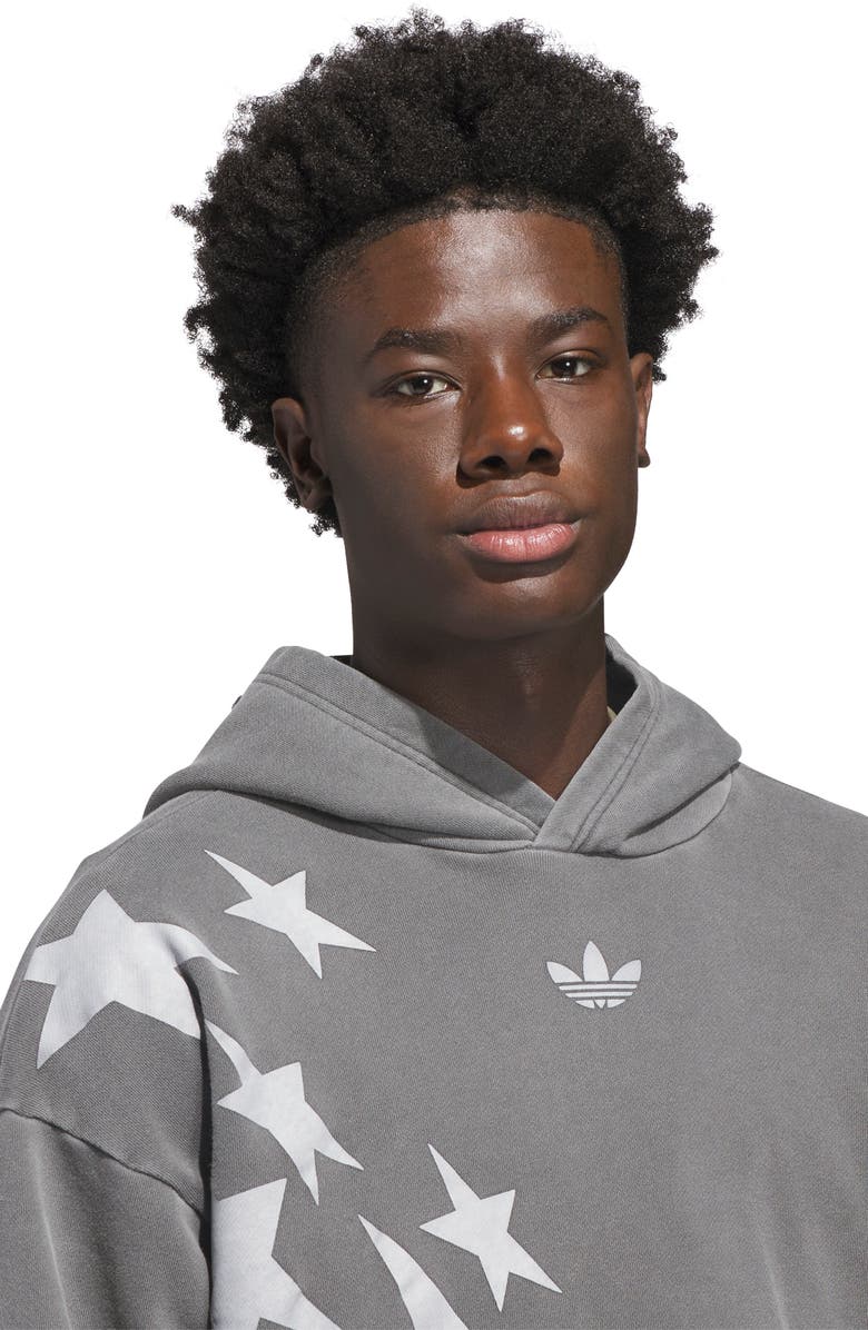 adidas Oversize Star Cotton Fleece Graphic Hoodie, Alternate, color, Grey Six