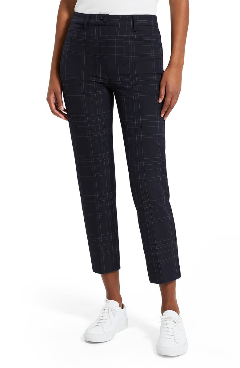 Theory Treeca Dover Windowpane Plaid Trousers, Main, color,