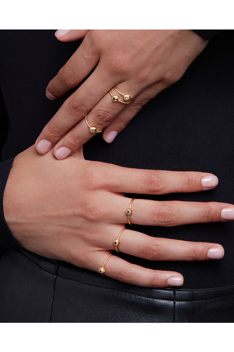 Moon Ring  with Natural Gemstones. Handmade in Italy, Alternate, color, Diamond